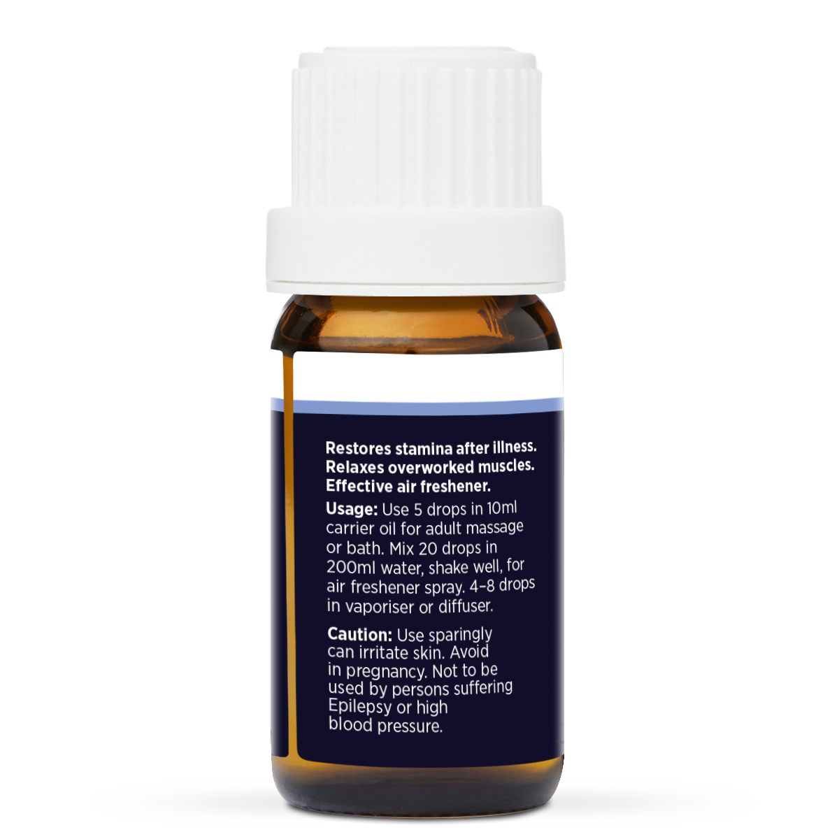 Sage Pure Essential Oil 10ml, side of the bottle showing the botanical name and directions
