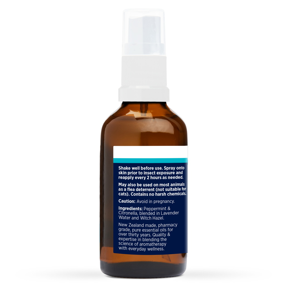 Insect Repellant 50ml, side of the bottle showing the botanical name and directions