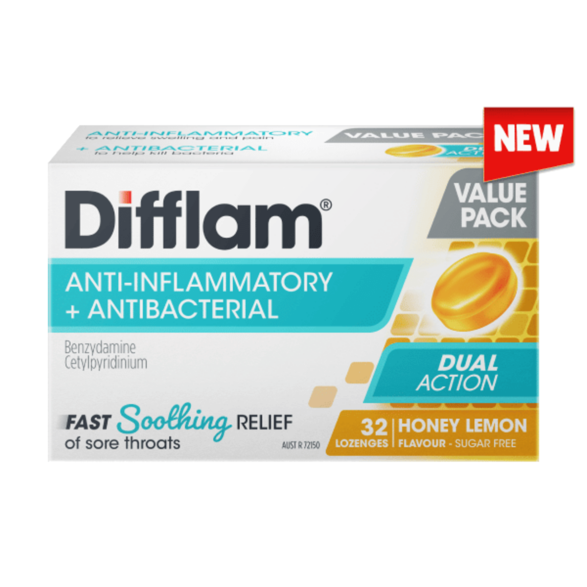 DIFFLAM Lozenge AntiInflammatory + AntiBacterial Honey & Lemon 32s-Matakana Pharmacy