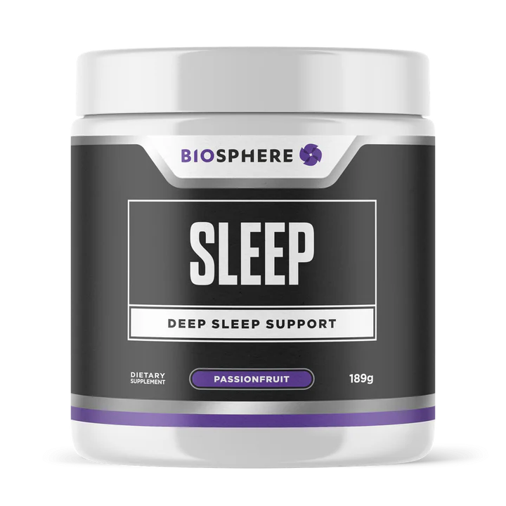 Image of the plastic container that Deep Sleep Support Powder Passionfruit 189g comes in
