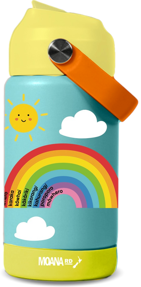 Te Reo Maori Rainbow Kids Drink Bottle-Moana Road NZ-Matakana Pharmacy
