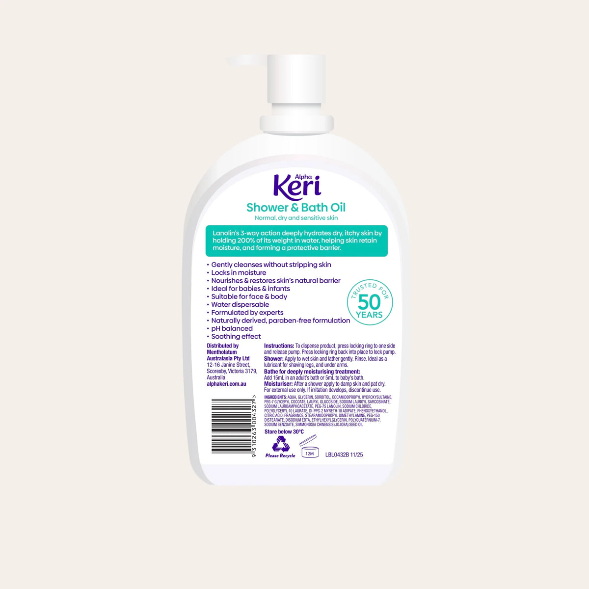 ALPHA KERI Super Hydration Shower & Bath Oil 1L-Alpha Keri-Matakana Pharmacy