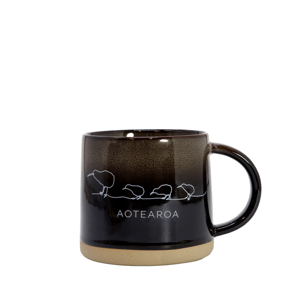 Glazed Ceramic Mug Kiwi Black-Matakana Pharmacy