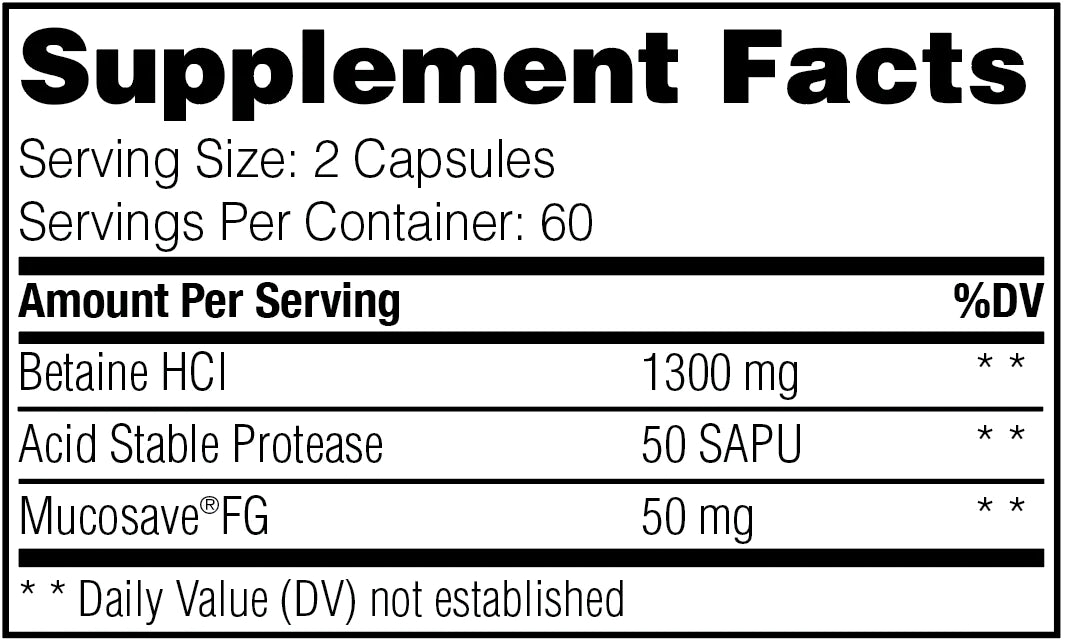 Betaine HCL 120caps – Matakana Pharmacy