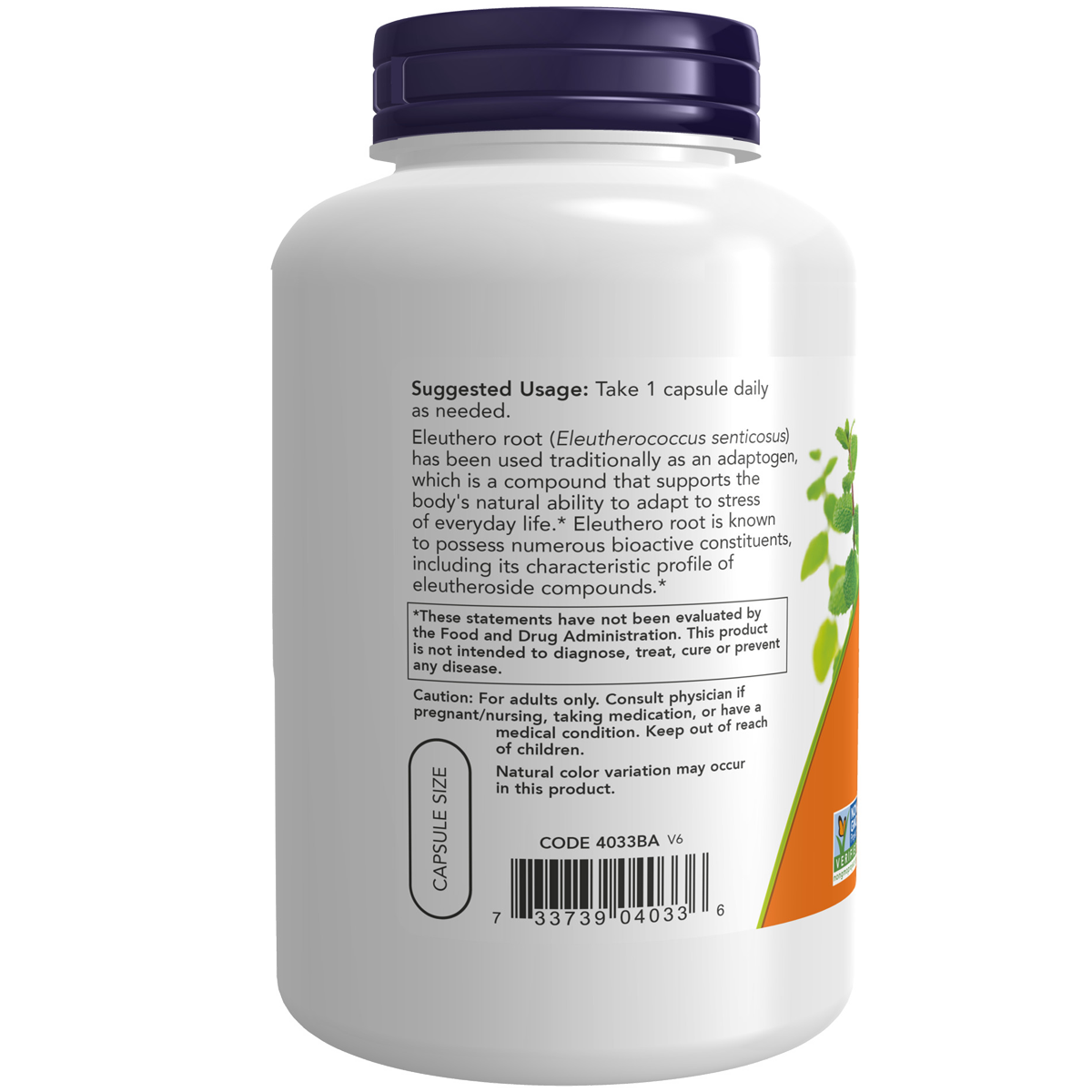 Eleuthero 500mg 250s-NOW Supplements-Matakana Pharmacy