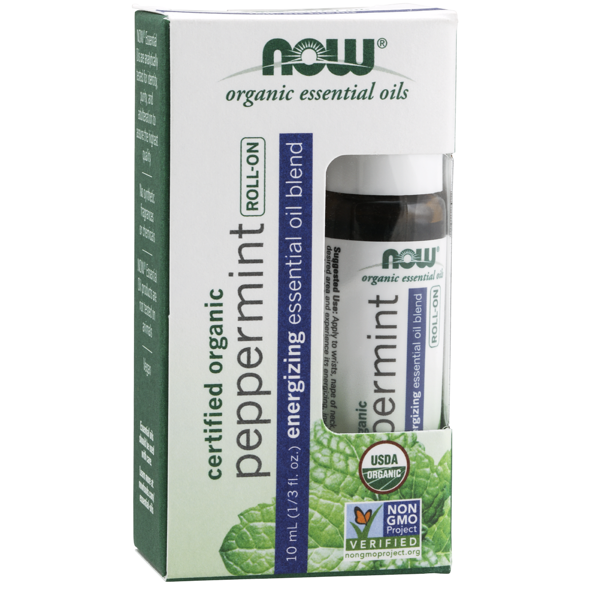 NOW Essential Oils Peppermint Essential Oil Blend, Organic Roll-On 10ml-NOW Supplements-Matakana Pharmacy
