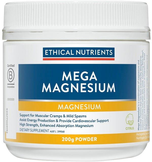 Mega Magnesium Citrus Powder 200g-Ethical Nutrients-Matakana Pharmacy