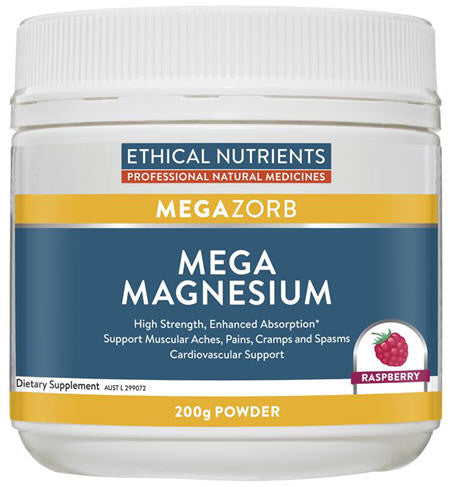 Mega Magnesium Raspberry Powder 200g-Ethical Nutrients-Matakana Pharmacy
