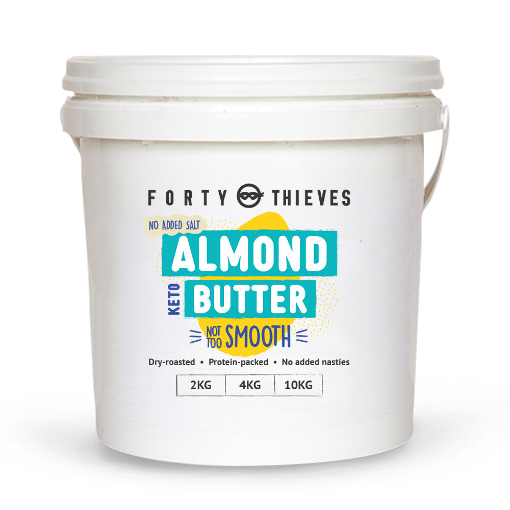 Almond Butter Crunchy 2kg Catering Pail, front of the catering pail