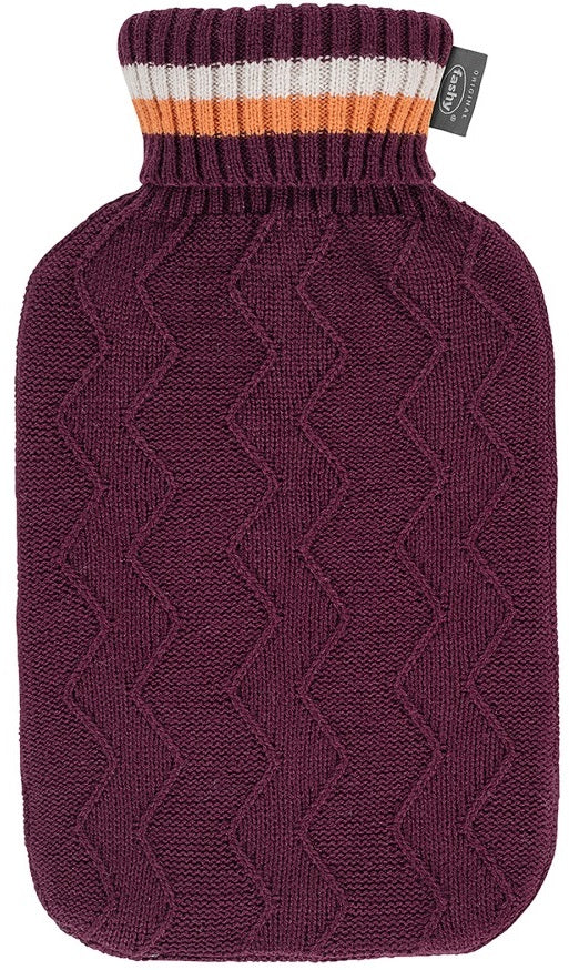 Hot Water Bottle with Knitted Cover Burgandy 2.0L-FASHY-Matakana Pharmacy