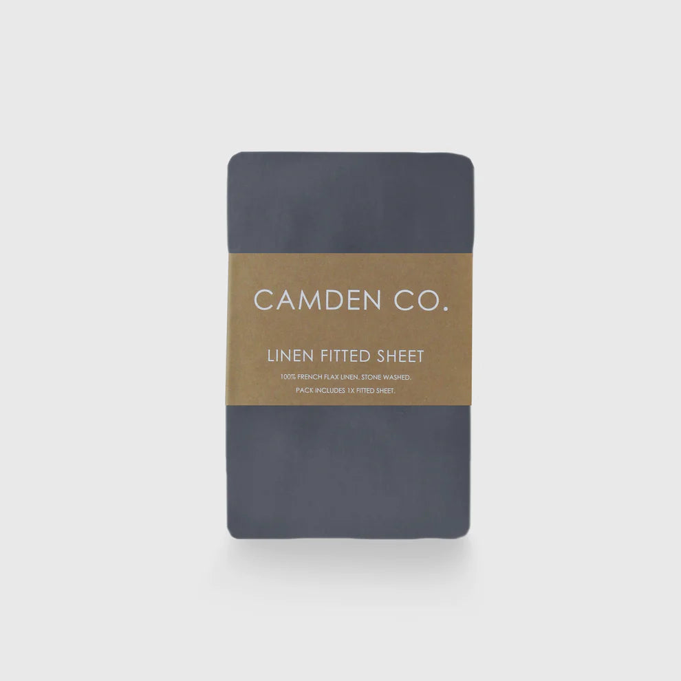 Linen Fitted Sheet - Charcoal - King-Matakana Pharmacy