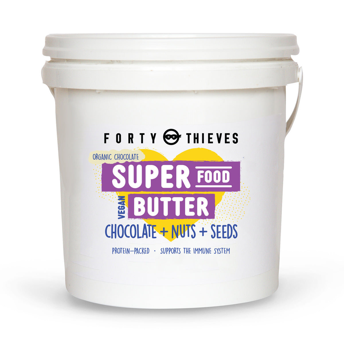 Super Food Butter: Chocolate, Nut & Seeds 2kg Catering Pail, front of the catering pail