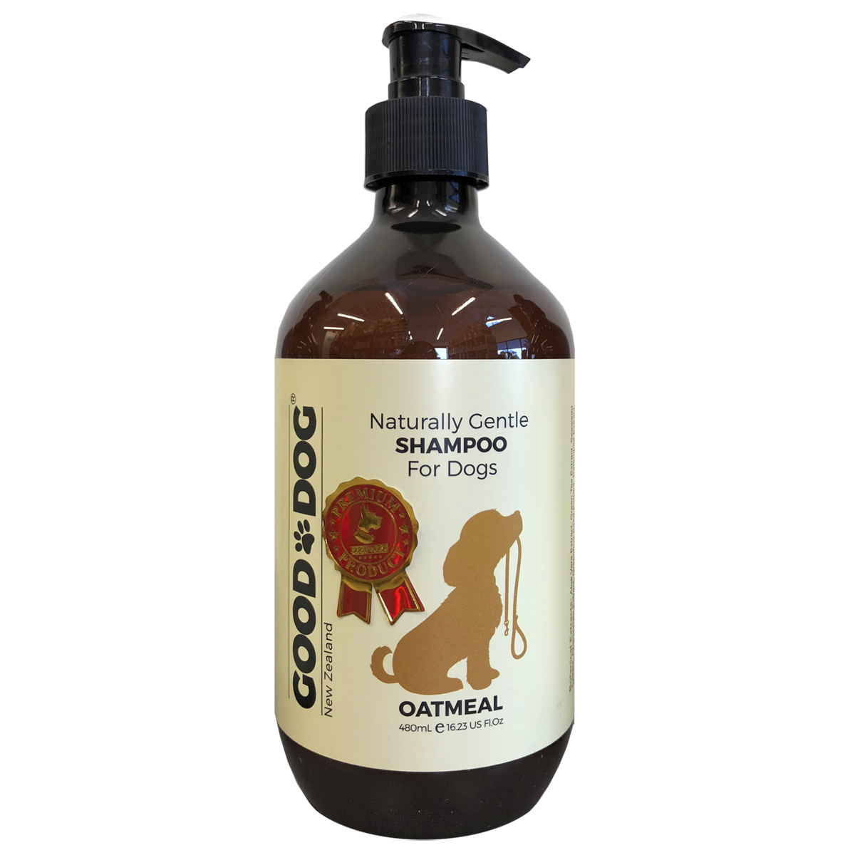 Good Dog Oatmeal dog shampoo 480ml bottle, front of pack