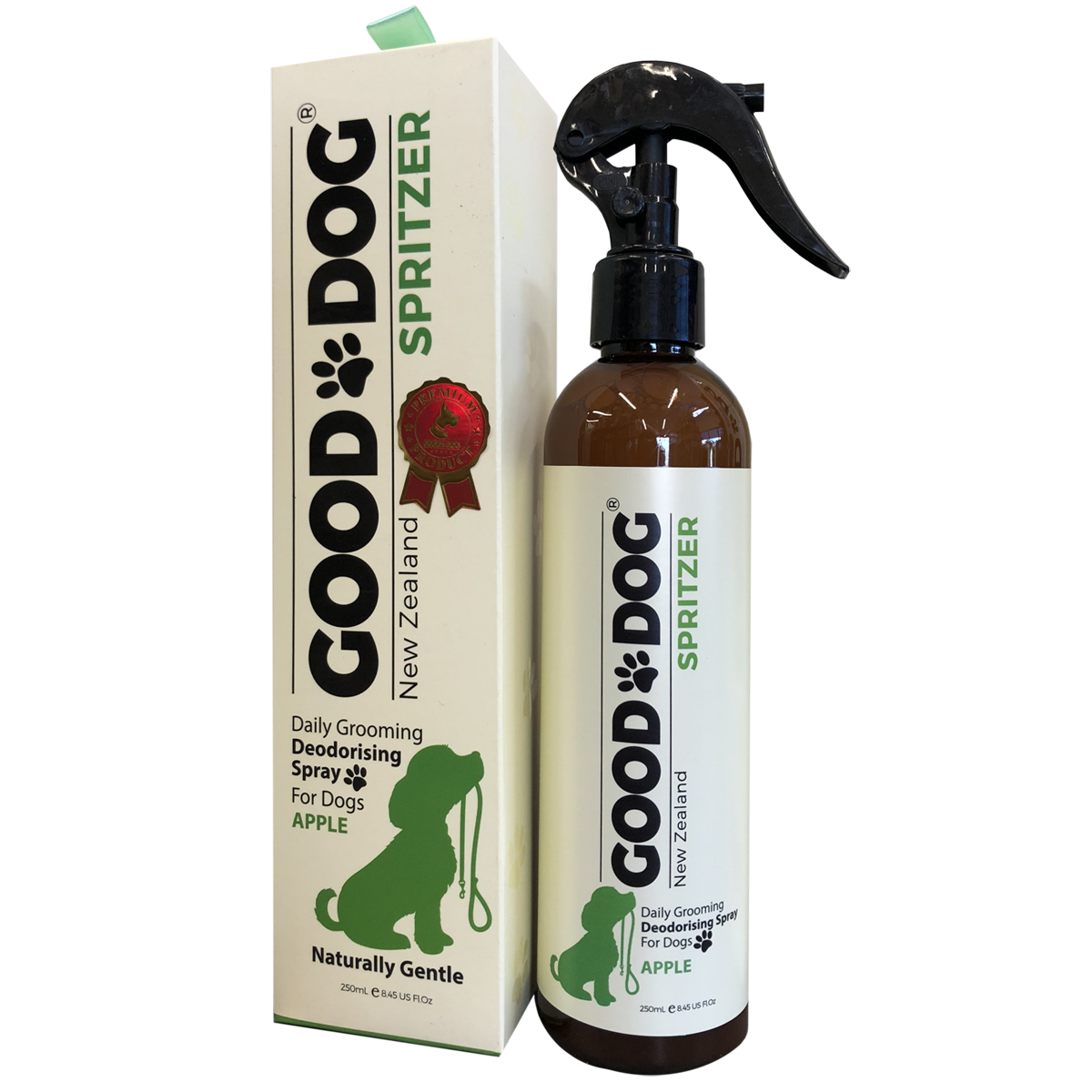 Good Dog Apple deodorising spritzer 250ml bottle, front of pack