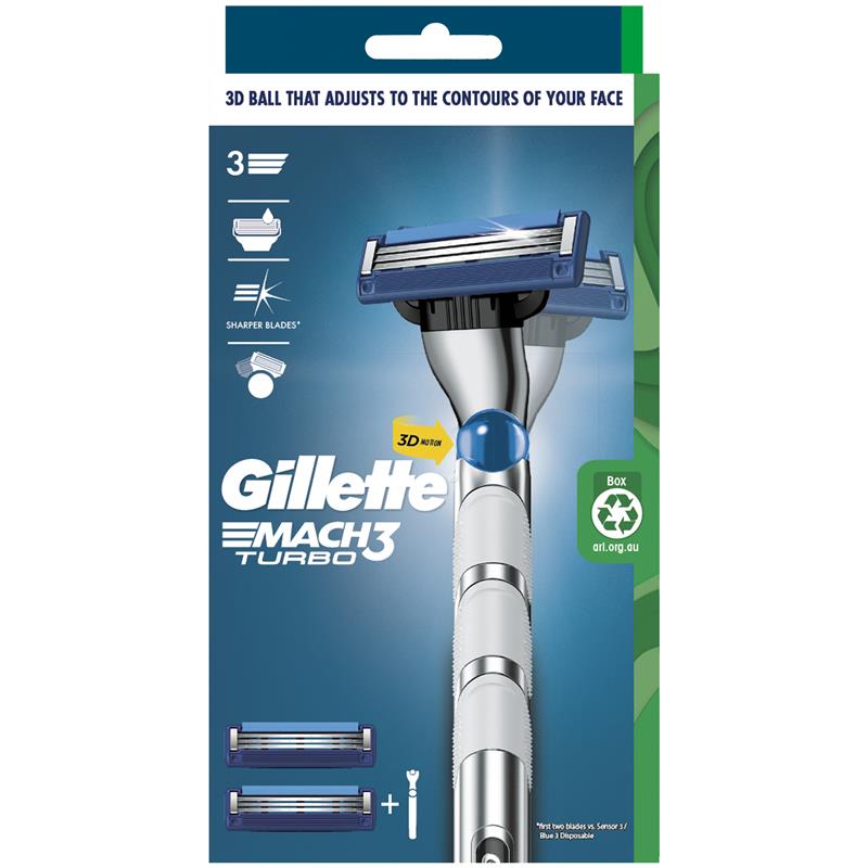 GILLETTE Mach3 Turbo Razor 2Up-Matakana Pharmacy