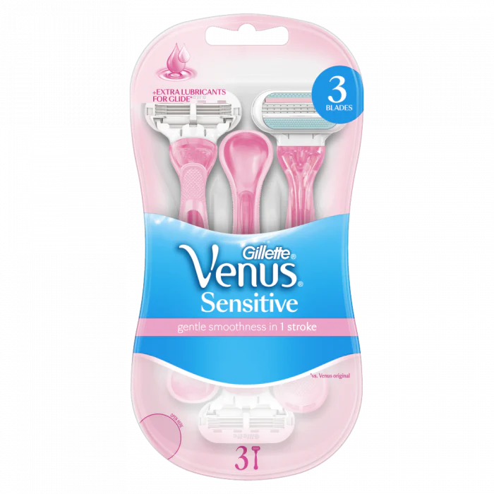GILLETTE Venus Sensitive Pink Disposable Razors 3s-Matakana Pharmacy