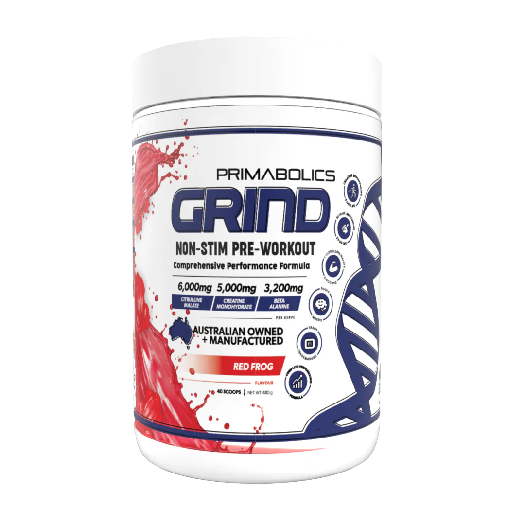 Grind Non-Stim Pre Workout Red Frog Powder-Primabolics-Matakana Pharmacy