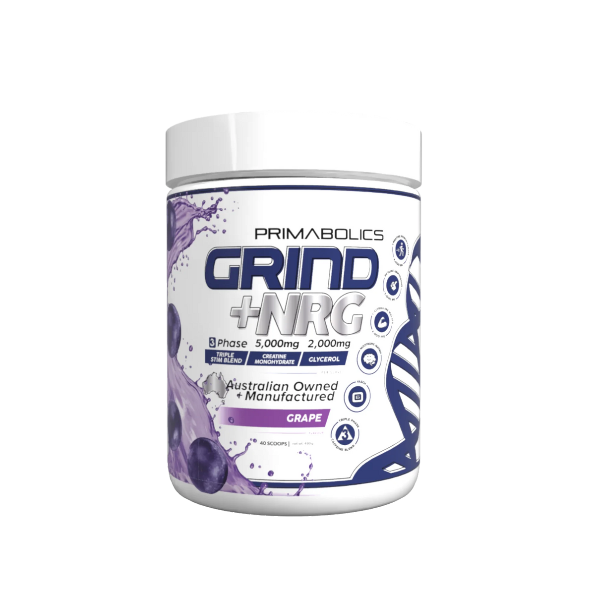 Grind + NRG Grape Powder-Primabolics-Matakana Pharmacy