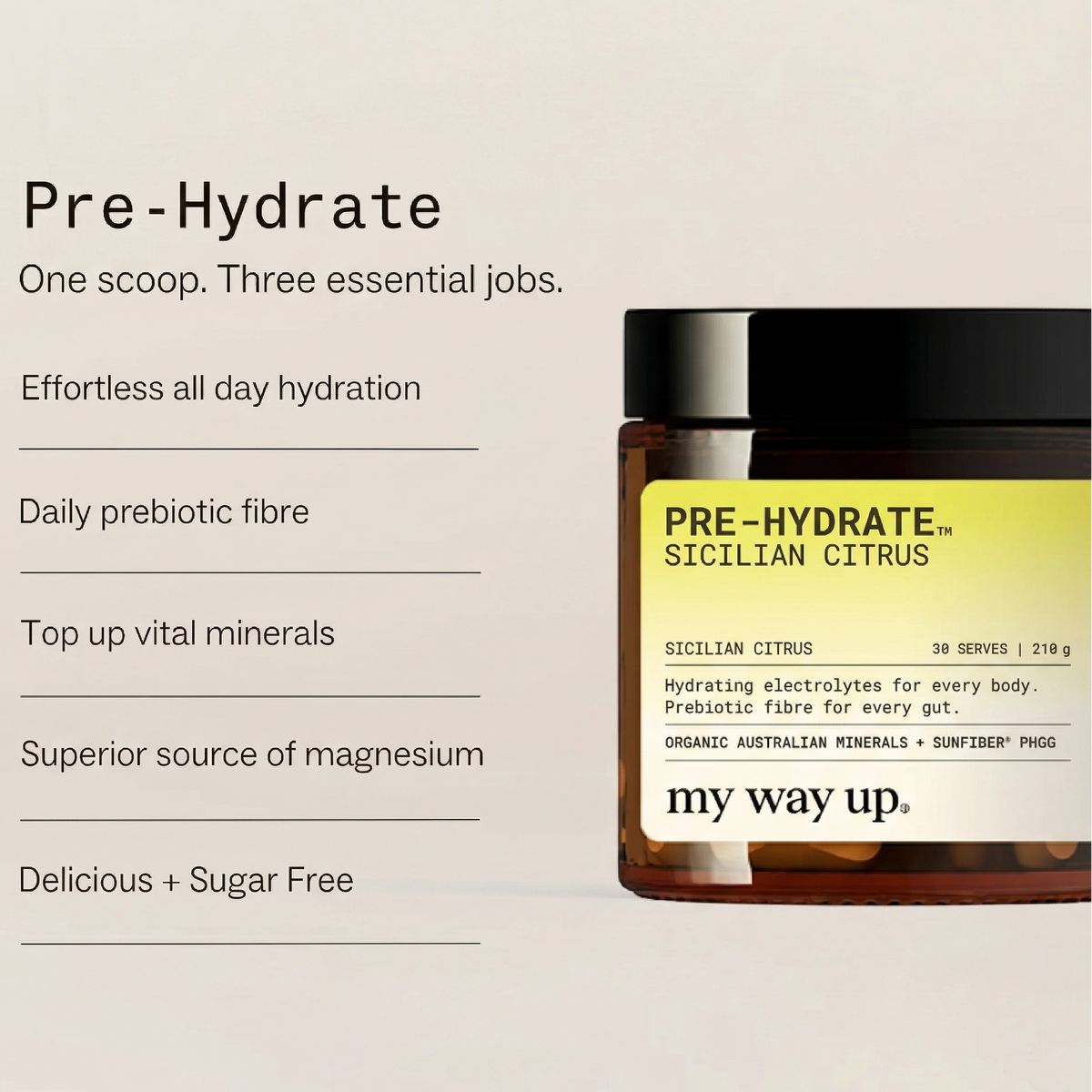 Pre-Hydrate Powder | Prebiotic Hydration + Electrolytes-my way up-Matakana Pharmacy