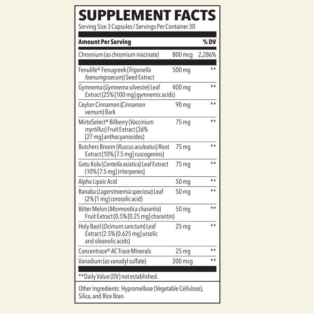 Image of Glucose Stabili-T 90vcaps supplement facts