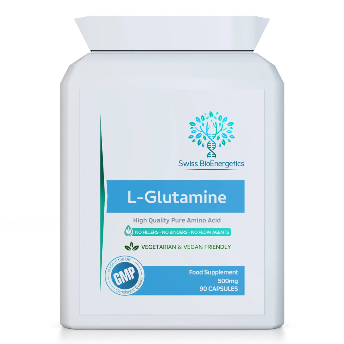 L-Glutamine 500mg 90 Capsules-Swiss Bioenergetics-Matakana Pharmacy