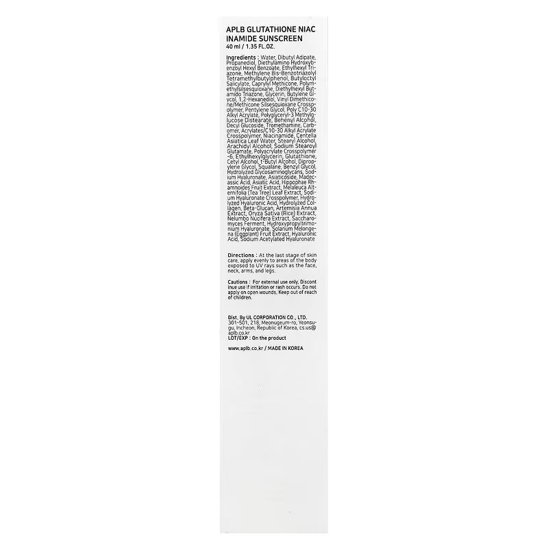 Glutathione Niacinamide Sunscreen SPF50+ PA++++ 40ml-APLB-Matakana Pharmacy