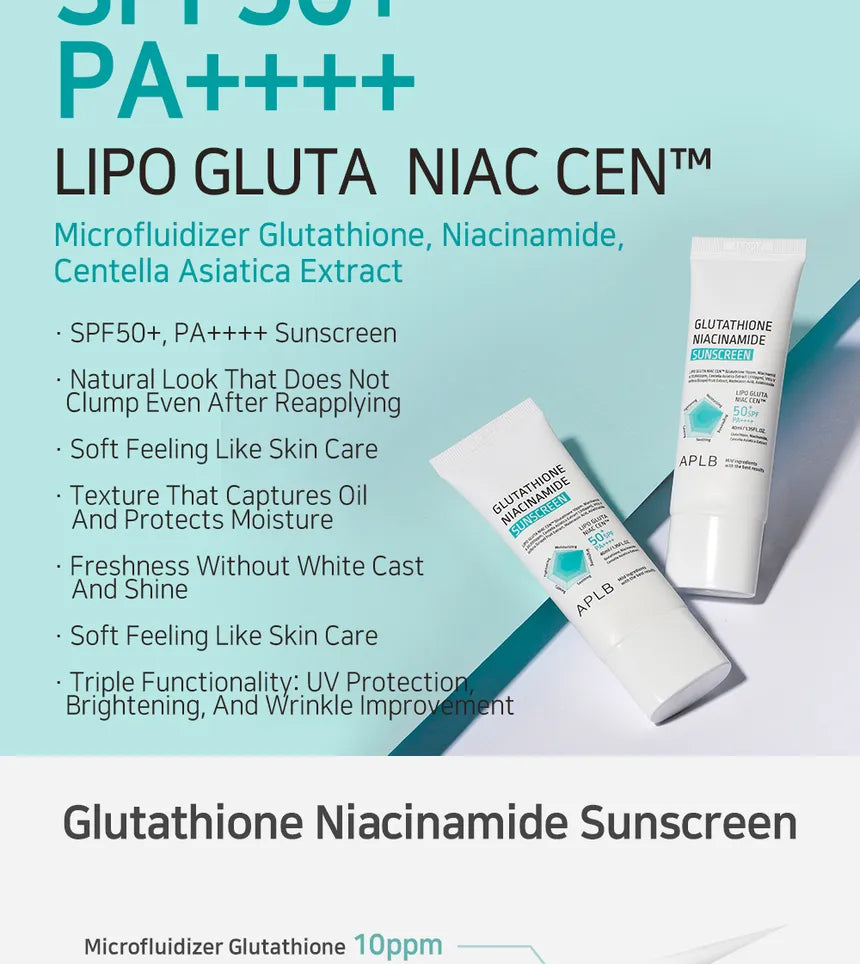 Glutathione Niacinamide Sunscreen SPF50+ PA++++ 40ml-APLB-Matakana Pharmacy