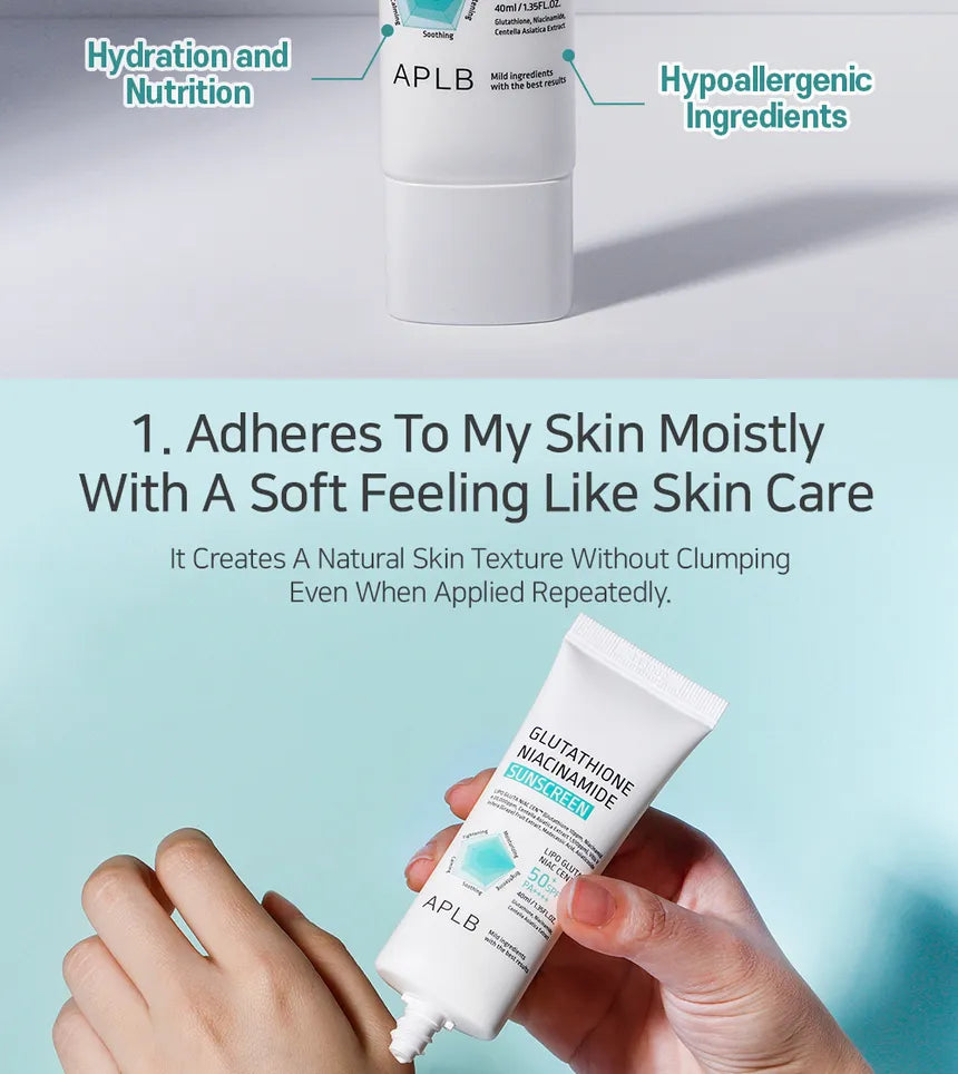 Glutathione Niacinamide Sunscreen SPF50+ PA++++ 40ml-APLB-Matakana Pharmacy