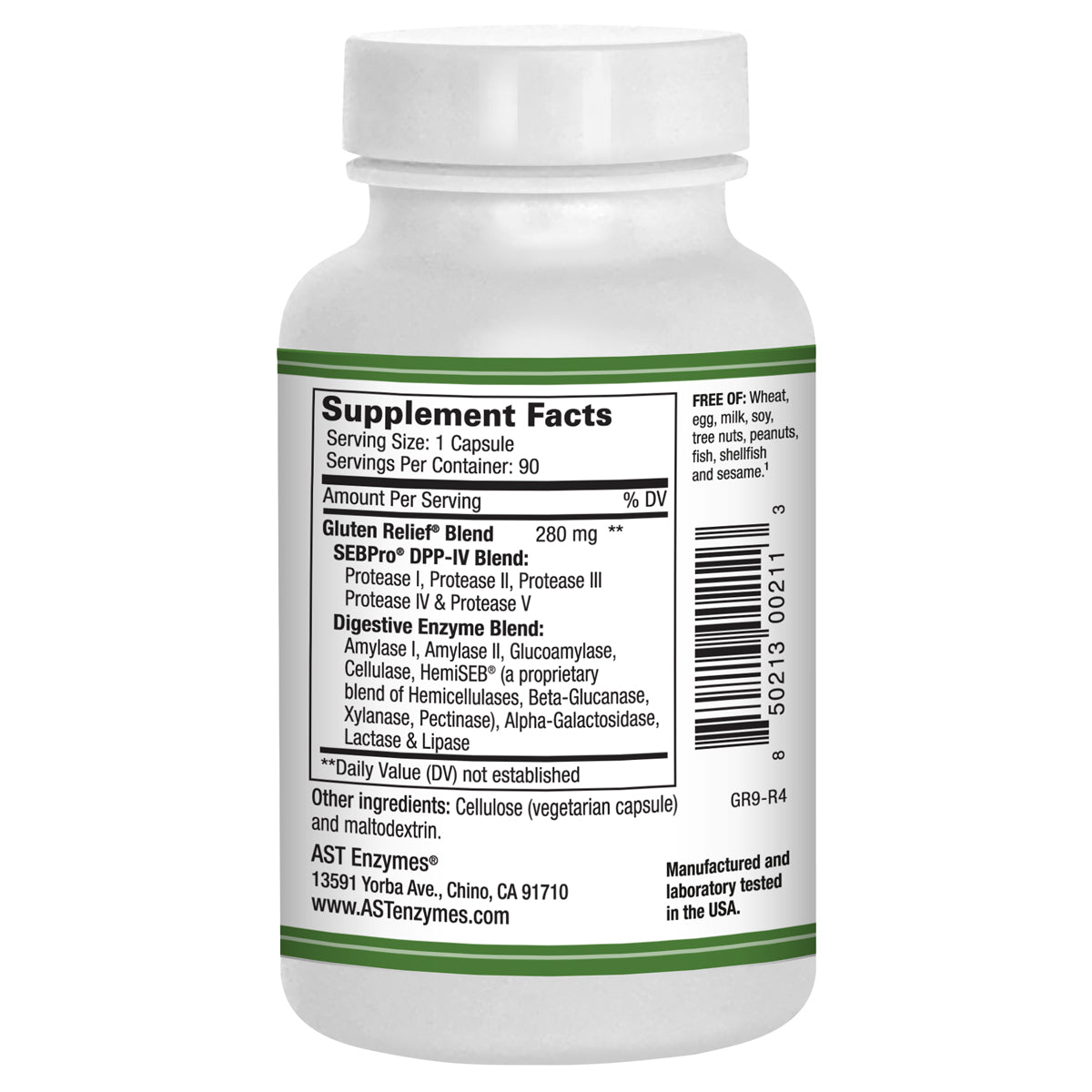 Image of GlutenRelief Plus 90caps supplement facts