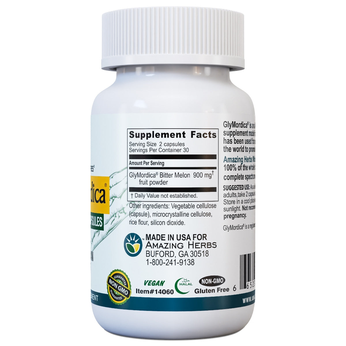 Image of Glymordica - Bitter Melon 60caps supplement facts
