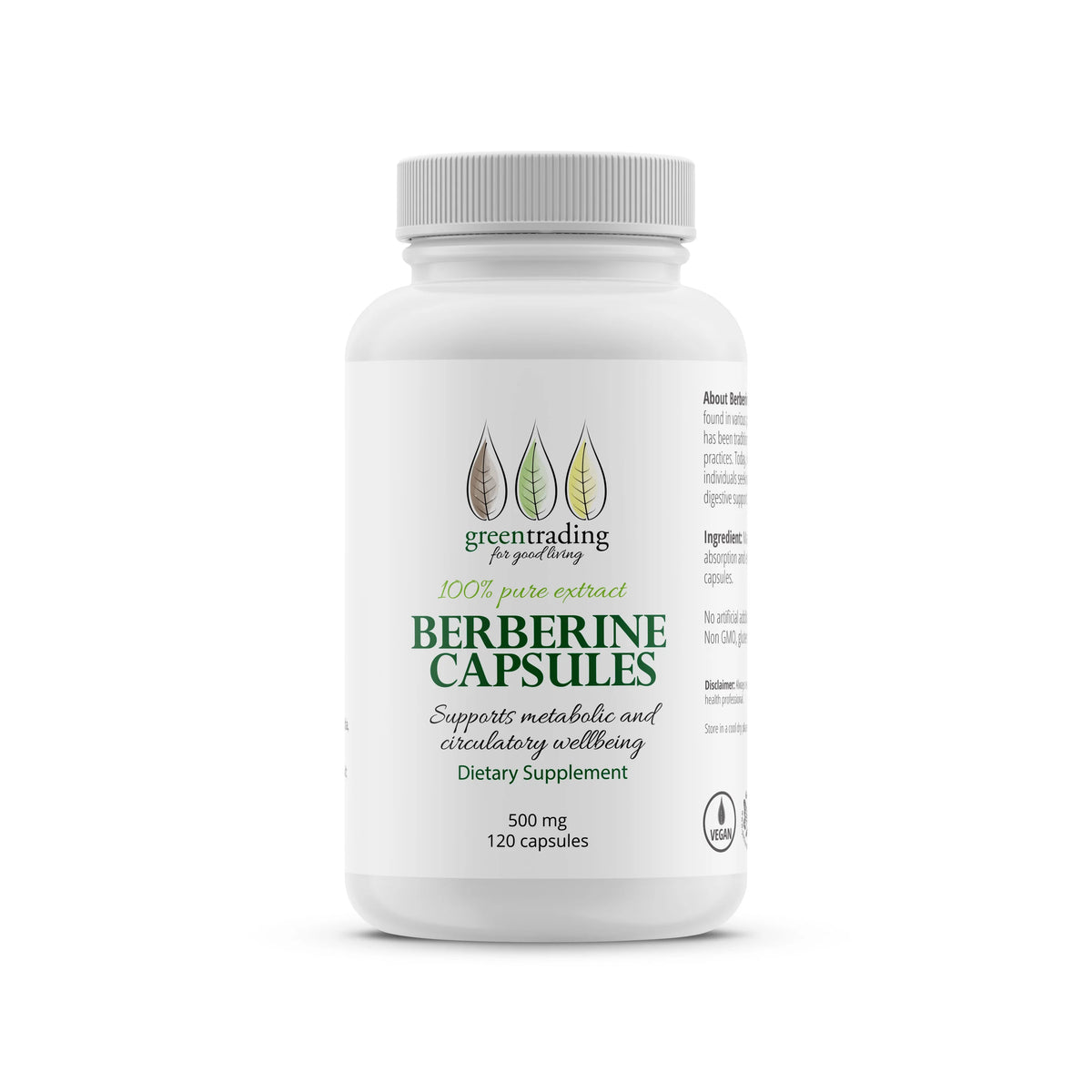 Berberine 120 Veggie Capsules 500mg-Green Trading-Matakana Pharmacy