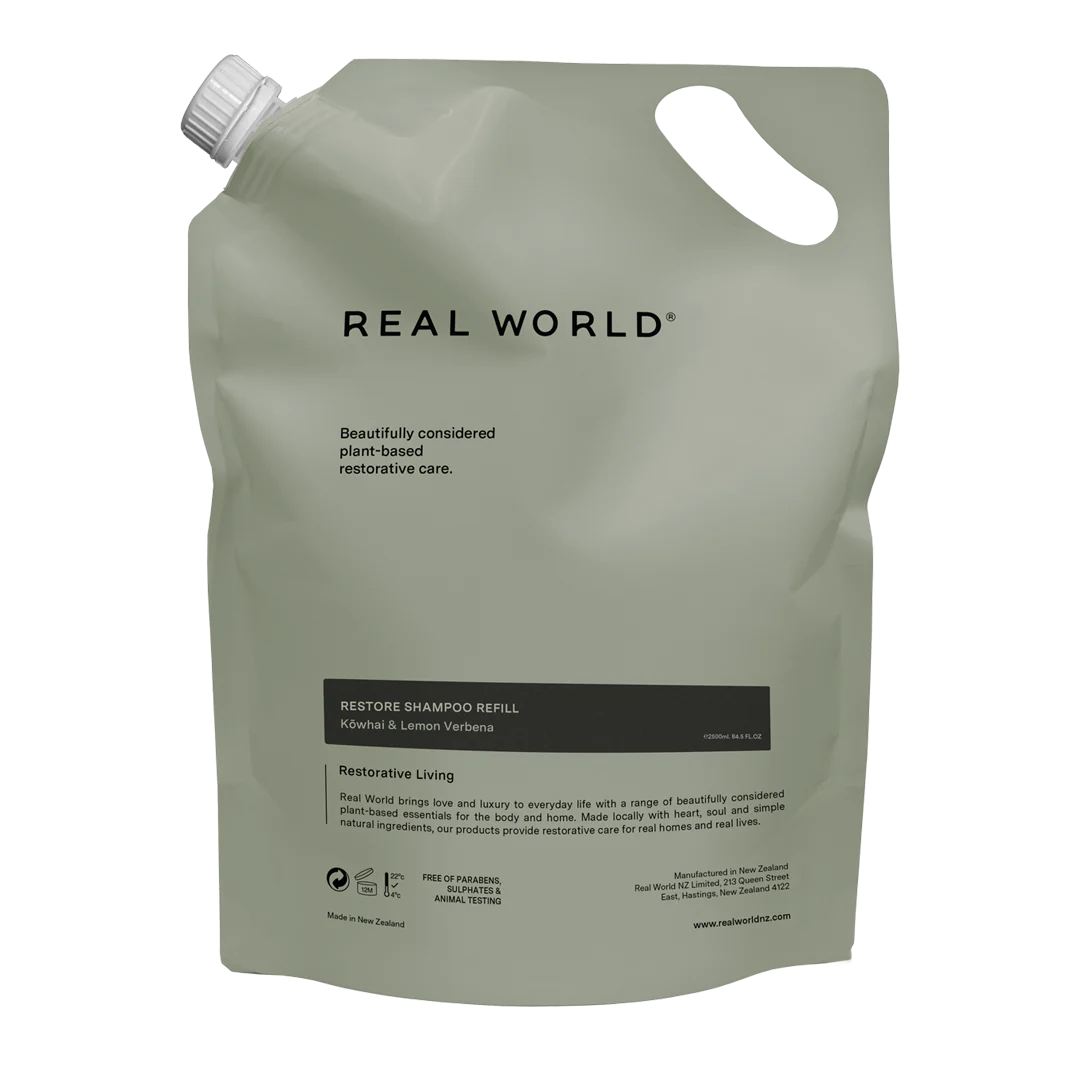 Kowhai & Lemon Verbena Shampoo Refill Pouch 2.5L-Real World-Matakana Pharmacy