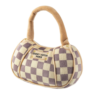 Checker Chewy Vuiton Handbag Squeaker Dog Toy Small / Mini-Haute Diggity Dog-Matakana Pharmacy