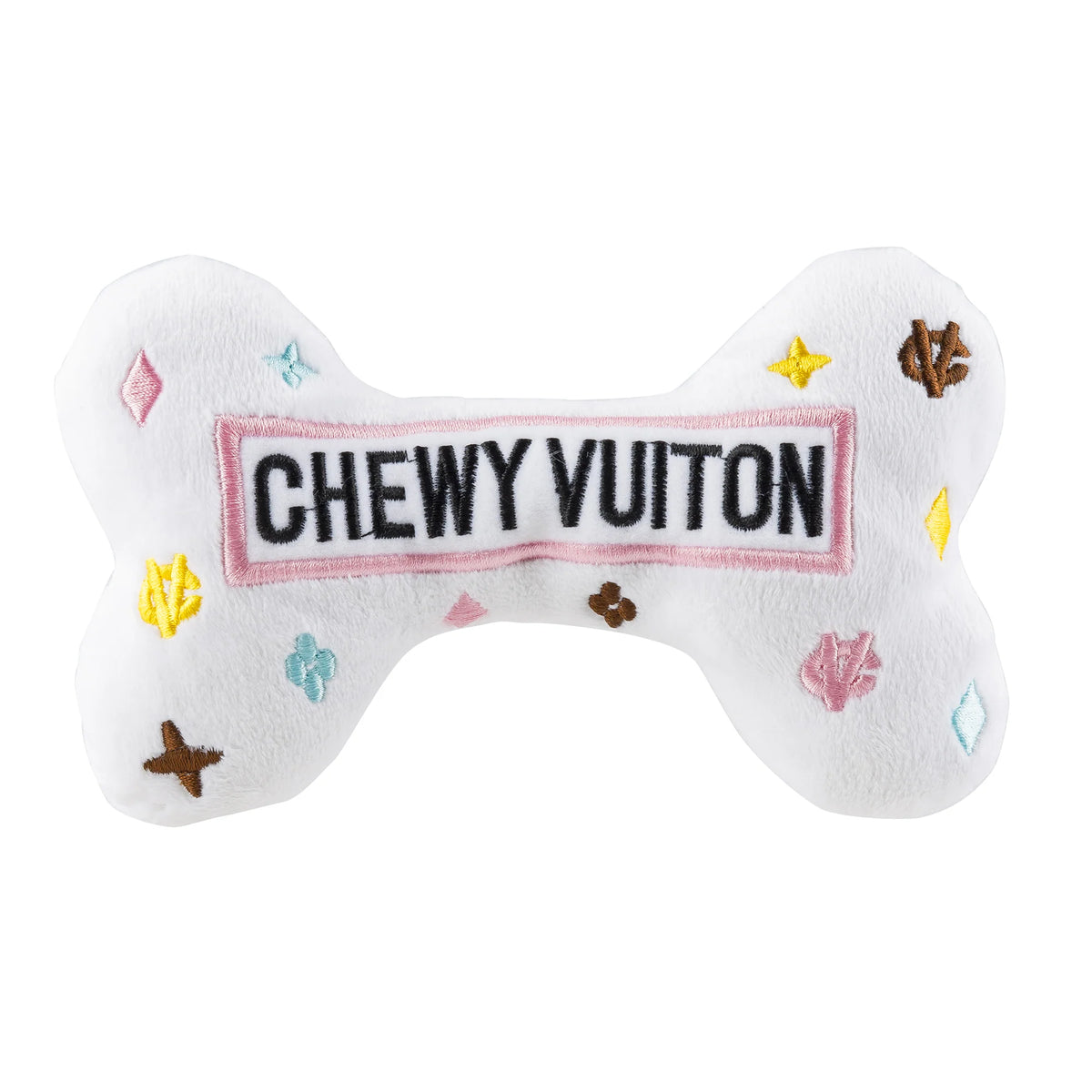White Chewy Vuiton Bones Squeaker Dog Toy Large-Haute Diggity Dog-Matakana Pharmacy
