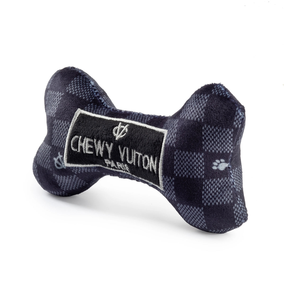 Black Checker Chewy Vuiton Bone Squeaker Dog Toy Large-Haute Diggity Dog-Matakana Pharmacy