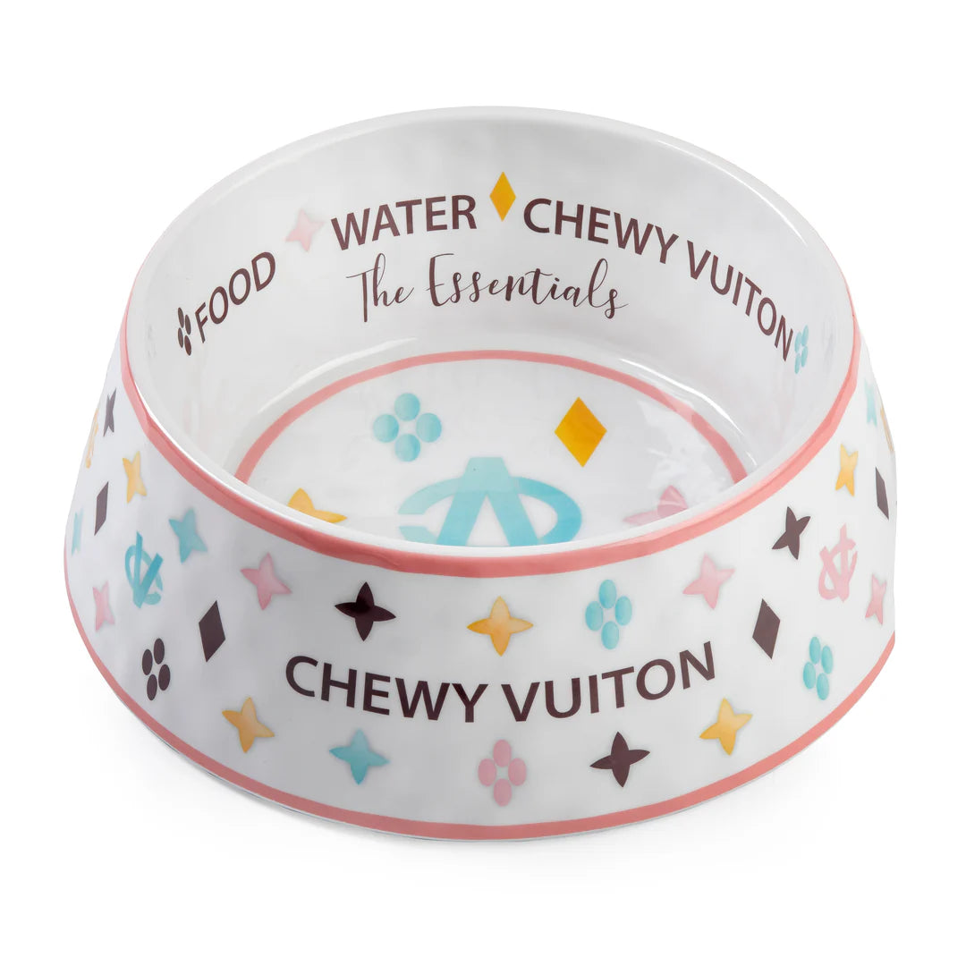 White Chewy Vuiton Dog Bowl - Large-Haute Diggity Dog-Matakana Pharmacy