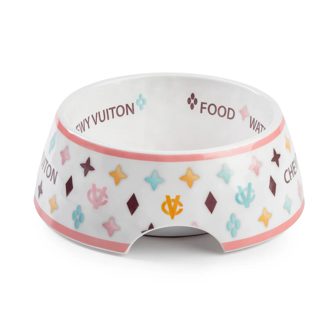 White Chewy Vuiton Dog Bowl Medium-Haute Diggity Dog-Matakana Pharmacy