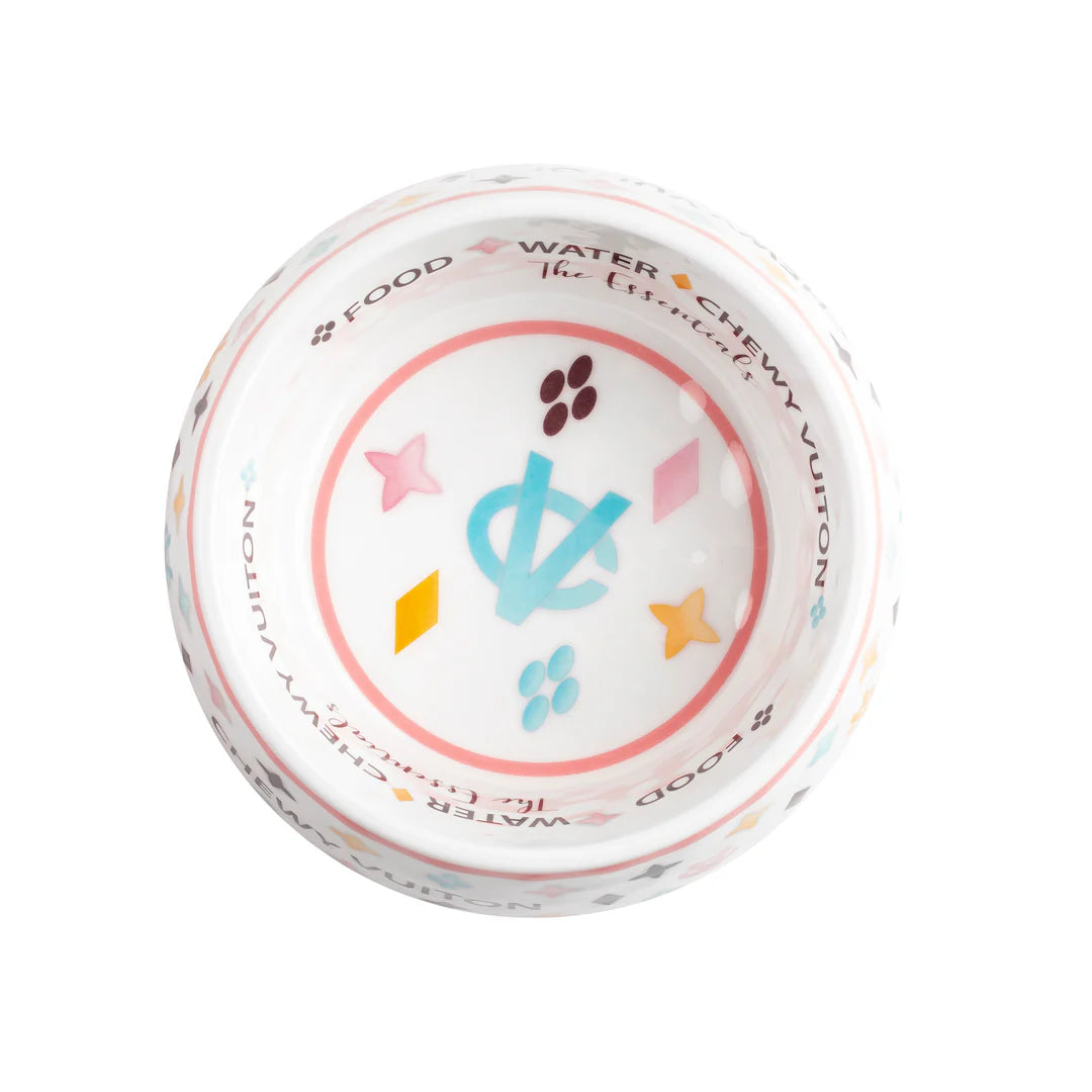 White Chewy Vuiton Dog Bowl Medium-Haute Diggity Dog-Matakana Pharmacy