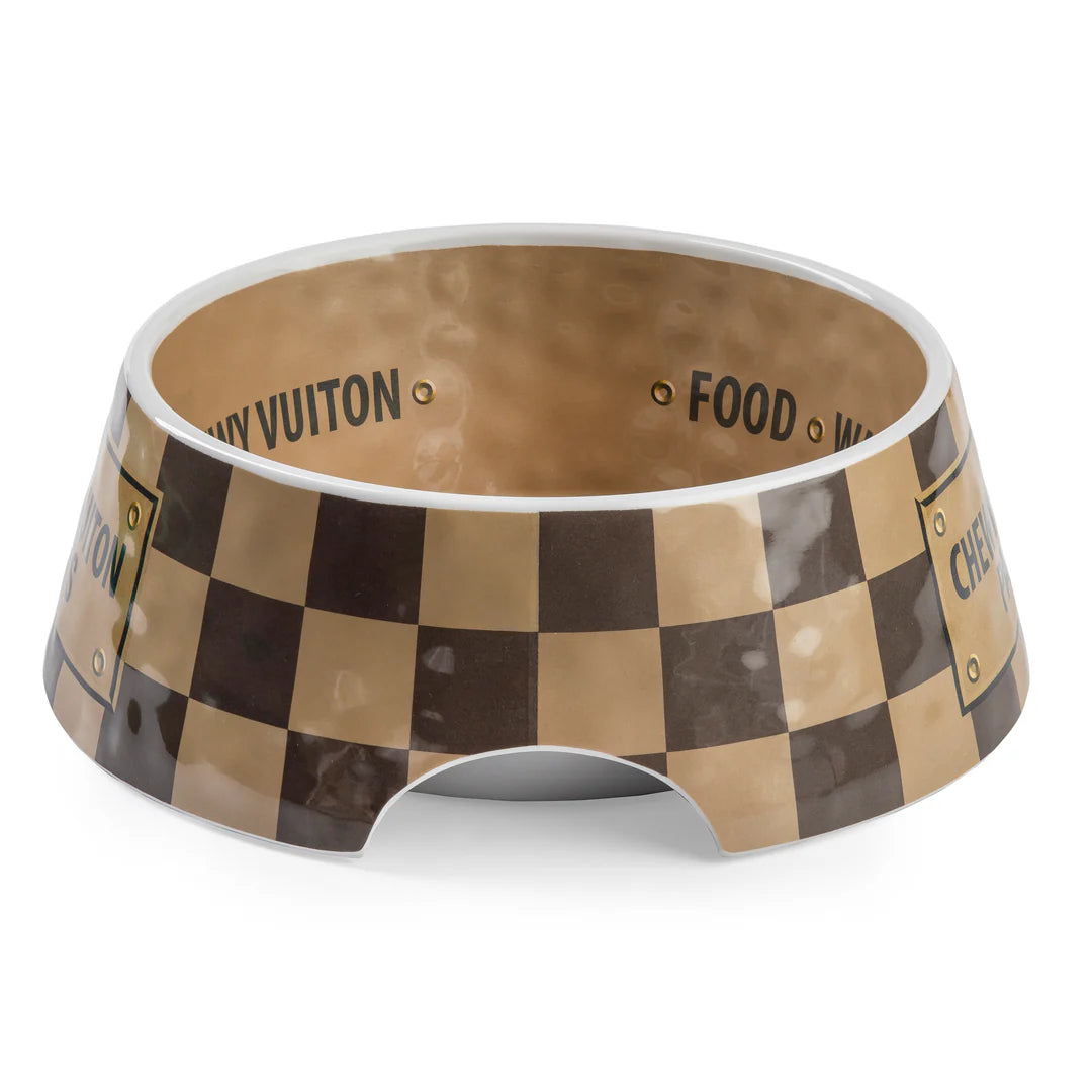 Checker Chewy Vuiton Bowl Large-Haute Diggity Dog-Matakana Pharmacy