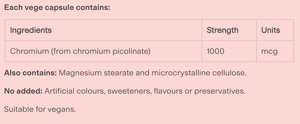 Hi-Dose Chromium 1000mcg 60 Capsules | Clinicians-Clinicians-Matakana Pharmacy