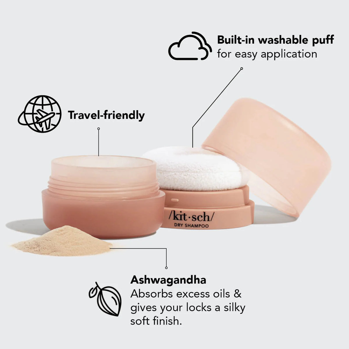 Volumising Rice Protein Dry Shampoo Transparent-KITSCH-Matakana Pharmacy