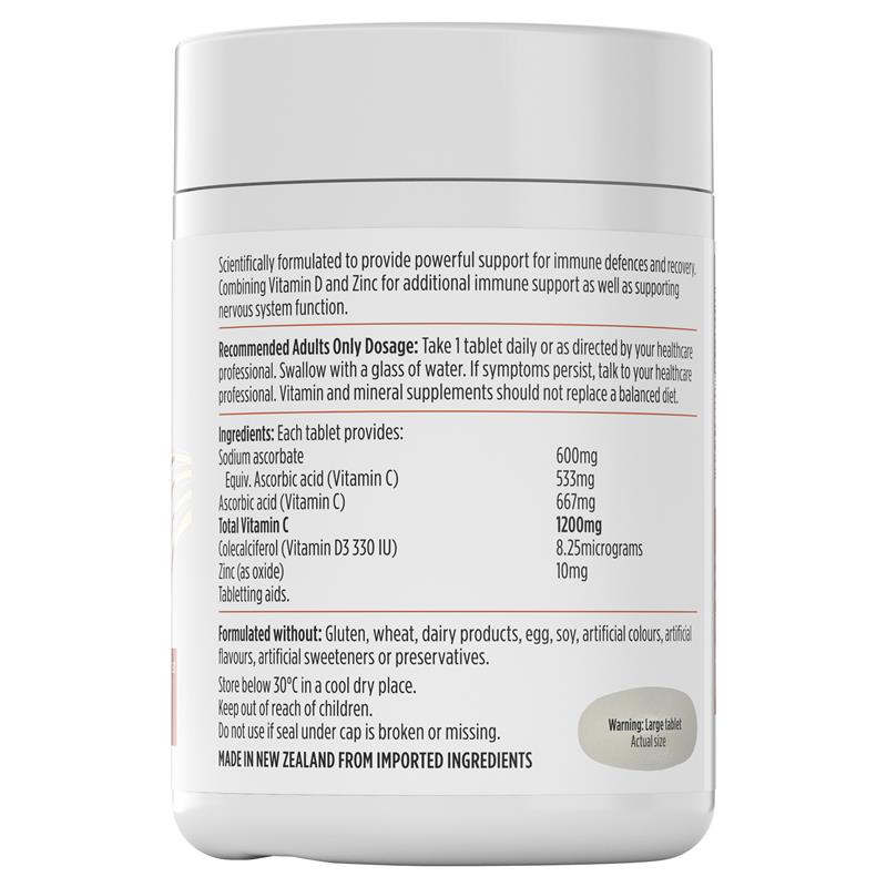 High Strength 1200mg Vitamin C + Vitamin D + Zinc 120 Tablets-Nutra-Life-Matakana Pharmacy