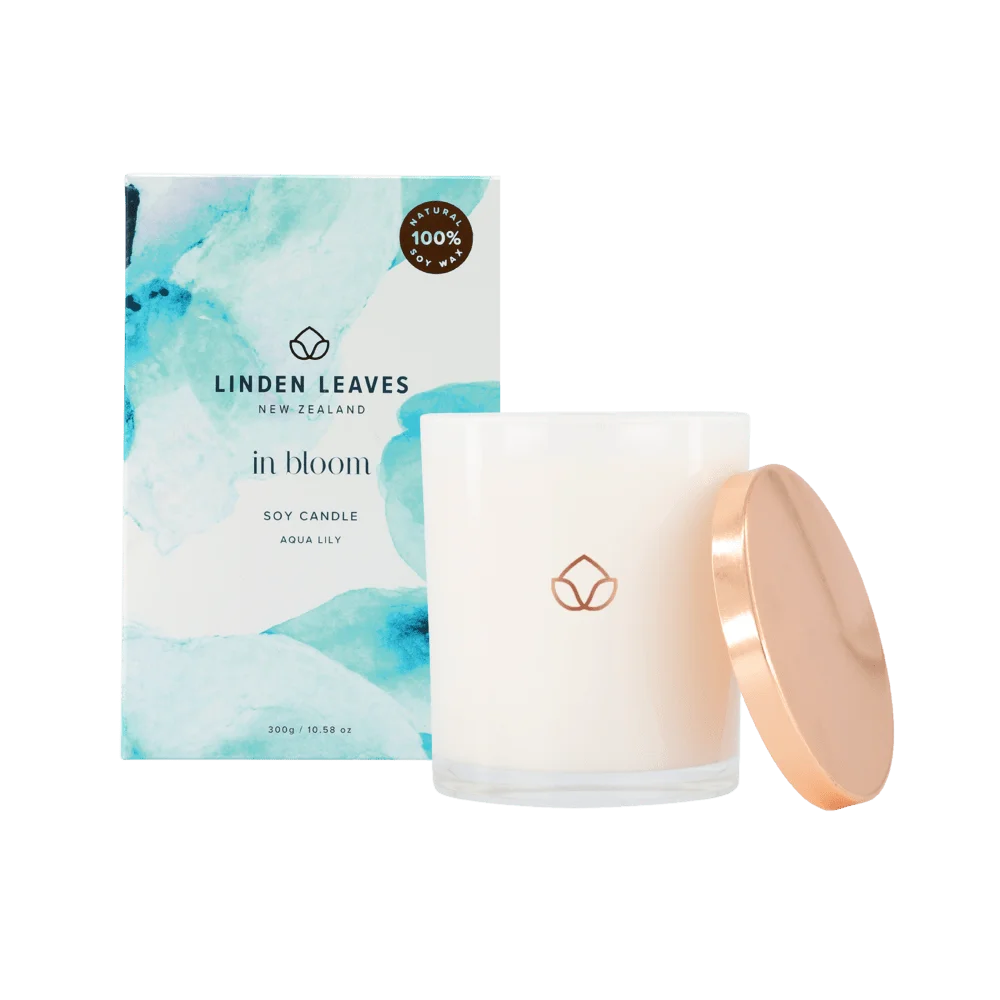 Aqua Lily Soy Candle 300g-Linden Leaves-Matakana Pharmacy