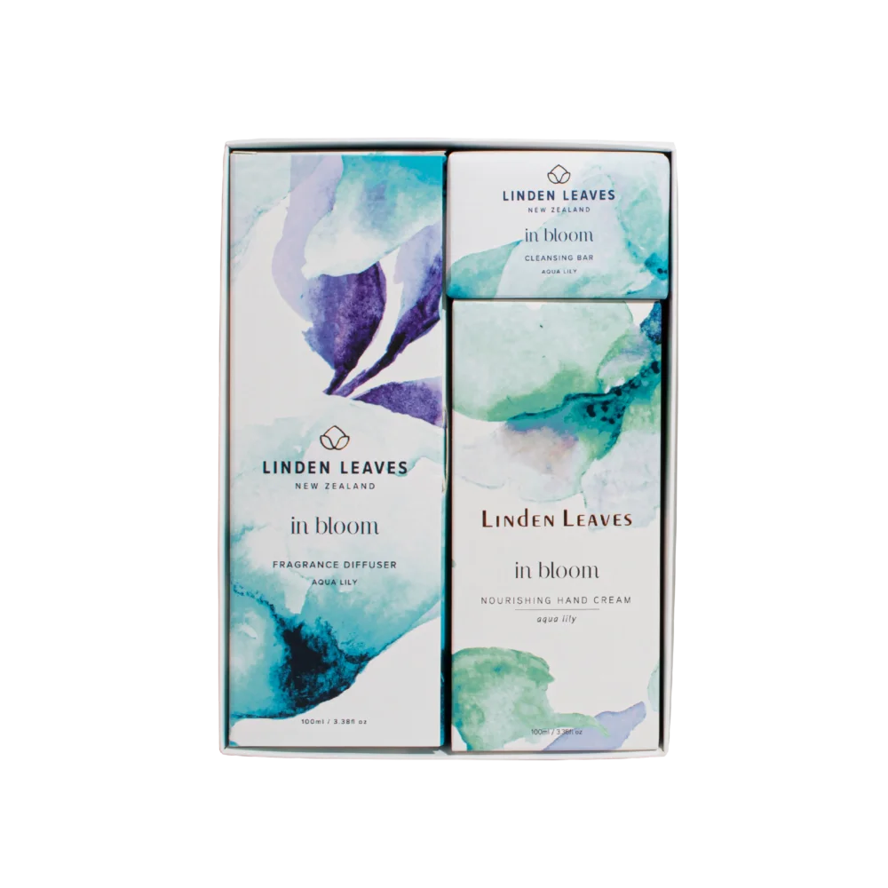 Aqua Lily Hand & Home Gift set 3pc-Linden Leaves-Matakana Pharmacy