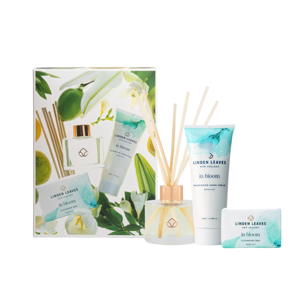 Aqua Lily Hand & Home Gift set 3pc-Linden Leaves-Matakana Pharmacy