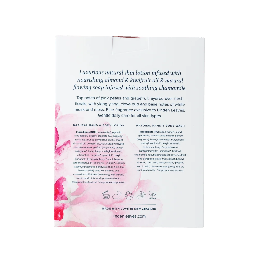 Pink Petal Wash & Lotion Set (2 x 300ml)-Linden Leaves-Matakana Pharmacy
