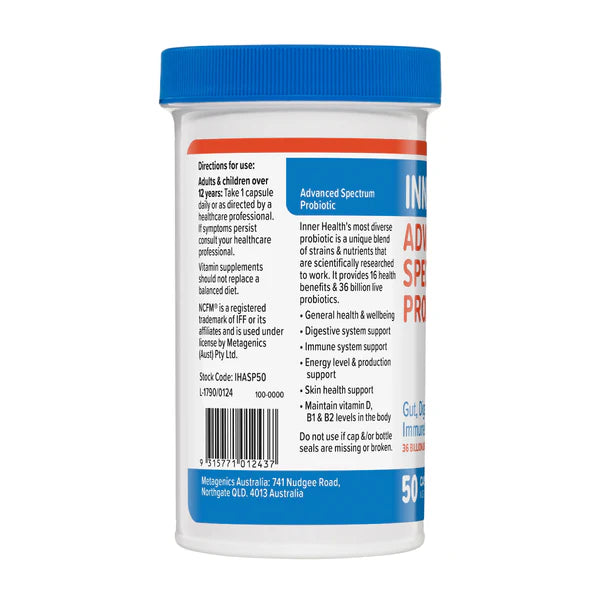 Image of Inner Health Advanced Spectrum Probiotic 50 caps directions