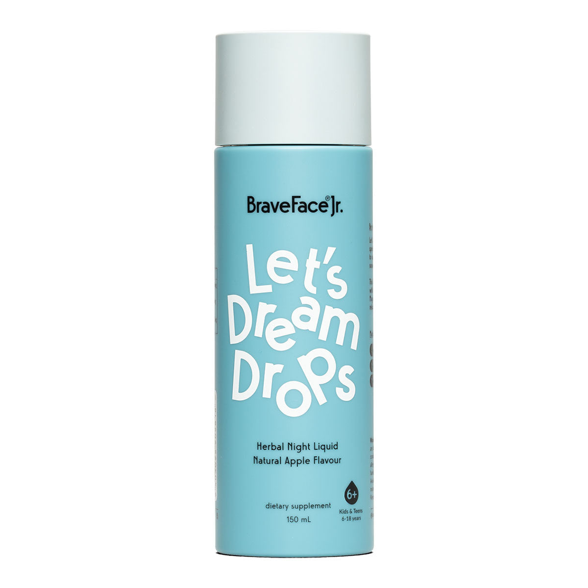 Image of the bottle of let's dream drops 150ml. Comes in natural apple flavour. 