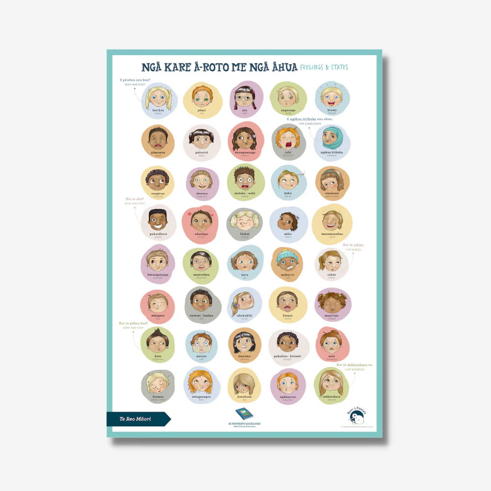 Poster A2 Feelings Te Reo Maori-Illustrated Publishing-Matakana Pharmacy