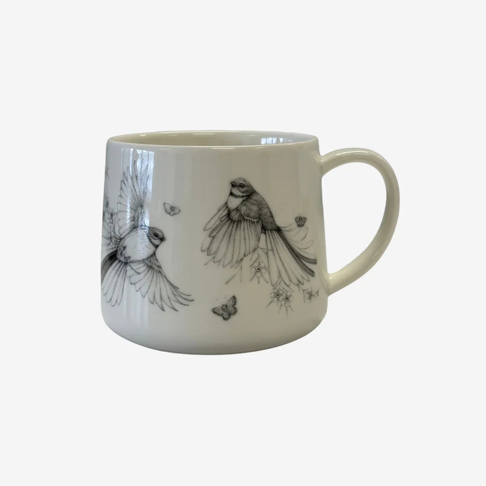 Mug - Fly With Me Piwaiwaka / Fantail-Katy Hayward-Matakana Pharmacy